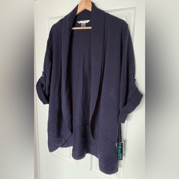 Bianca Nygard Half Sleeve Light Cardigan Sweater, Blue, Size 1X (14-16), NEW - Picture 2 of 7
